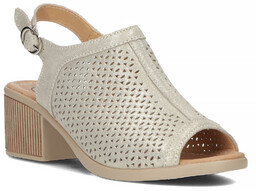 Sandały damskie na niskim obcasie skórzane ażurowe Filippo