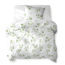 Detexpol Pościel bawełniana 140x200 biała w białe kwiaty