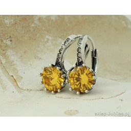 LIZBONA srebrne kolczyki z cytrynem złocistym