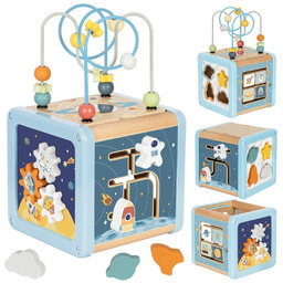 TOOKY TOY Drewniana Kostka Aktywności Kosmos Sorter Labirynt