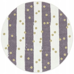 Dywan Okrągły Dla Dziewczynki Fioletowy Krem W Paski