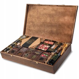 Zestaw prezentowy duża skrzynka 16 produktów herbata miód