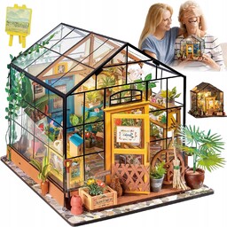 Miniaturowy Domek Diy Szklarnia Model 3D Mini Szklarnia