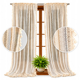 Firana Boho Rustykalna Vintage 146x250 klasyczna gotowa