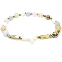 Pastelowe kamienie w złocie - różaniec dziesiątka 9042