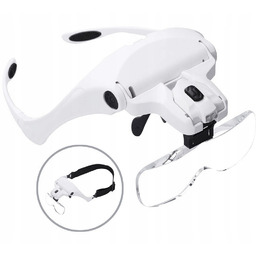 Okulary Powiększające Lupa Nagłowna Zegarmistrzowska Led Soczewki +solidna+