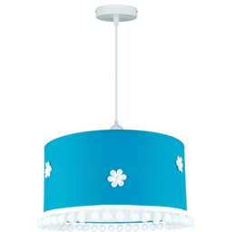 Lampa wisząca sufitowa dziecęca nowoczesny abażur kwiaty, Turkus,