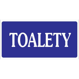 Oznaczenie toalet niebiesko-białe ''TOALETY''