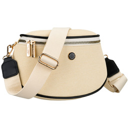 Saszetka damska w kolorze ecru z czarnymi elementami,