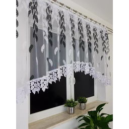 Firanka Z Markizety Haft Liście Czarna Gipiura 400