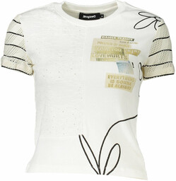 DESIGUAL DAMSKI T-SHIRT Z KRÓTKIM RĘKAWEM BIAŁY