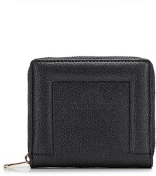 Damski portfel skórzany z ozdobnym brzegiem mały czarny