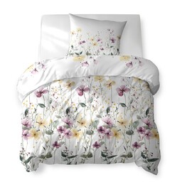 Detexpol Pościel bawełniana 140x200 biała w polne kwiaty