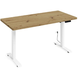 Elior Regulowane biurko dąb artisan + biały L0-D89