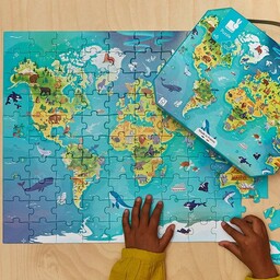 Puzzle w walizce Mapa świata 100 elementów 6+