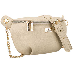 Beżowa saszetka damska ze skóry ekologicznej zamykana suwakiem,