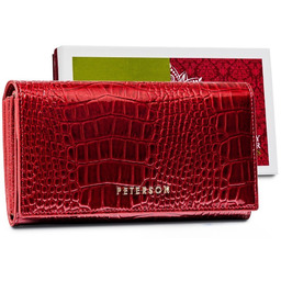 Portfel damski skórzany Peterson z klapką croco pojemna