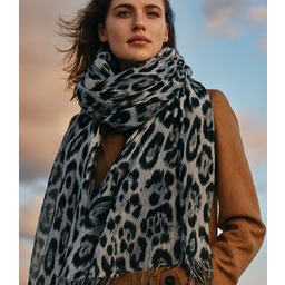 Damski szal z panterkowym modnym wzorem 180x70