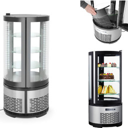 Witryna chłodnicza cukiernicza okrągła 3 półki LED 100L