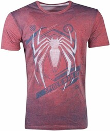 Marvel Spiderman Męski T-shirt czerwony Acid Wash Spiderman
