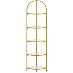 Edinos Złoty Narożny Regał Szklany W Stylu Glamour