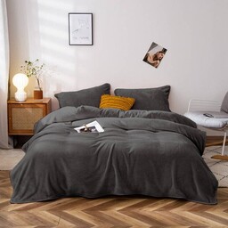 Pościel pluszowa 160x200 3cz. gładka zimowa miś ciemna