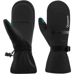 QUNATURE Rękawiczki narciarskie S345BK, jednopalczaste, bardzo ciepłe, wiatroodporne,