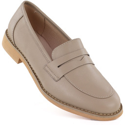 Skórzane półbuty lordsy beżowe Jezzi SFY25128