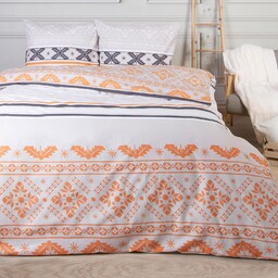 Darymex Pościel flanelowa 160x200 Świąteczna biała pomarańczowa szara