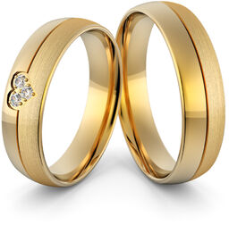 Obrączki ślubne z sercem i brylantami - Au-1038