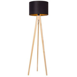 Lampa podłogowa sosna + roller czarny
