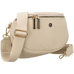 Beżowa, praktyczna, miejska nerka damska ze skóry ekologicznej,