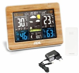 ADE WS1703 Drewniana stacja pogody z zasilaniem sieciowym
