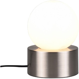 Lampa stołowa minimalistyczna srebrna podstawa + biała kula