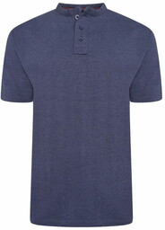 Duży T-shirt Męski z Guzikami Niebieski KAM