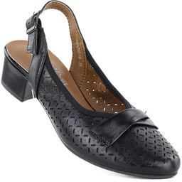 Czółenka damskie ażurowe z paskiem czarne Jezzi ASA200-18