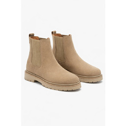 BIRKENSTOCK BEŻOWE BOTKI Z ZAMSZU Z ELASTYCZNYMI WSTAWKAMI