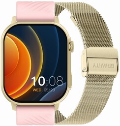 Smartwatch Gravity GT15-7 Różowy Pasek Silikonowy + Złota