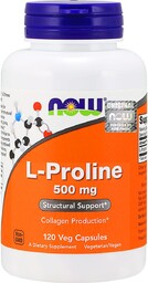 L-Prolina 500 mg, NOW Foods, 120 kapsułek