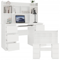 Biurko Komputerowe Z Regałem Półkami Nadstawką 6 Szuflad