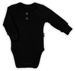 Body polo bawełniane niemowlęce z długim rękawem czarne