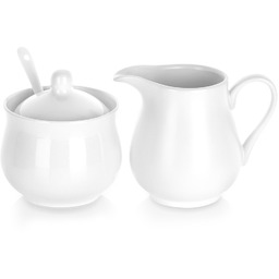 Cukierniczka i mlecznik porcelanowe białe 3 el.