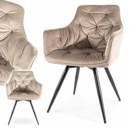 Krzesło tapicerowane Obrotowe welurowe do jadalni Mango ciemny