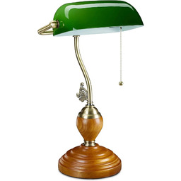 Relaxdays Lampa bankierska z przełącznikiem pociągowym, odchylany szklany