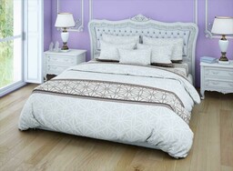 Luxury Pościel bawełniana 160x200 Rozeta geometryczna beżowa brązowa