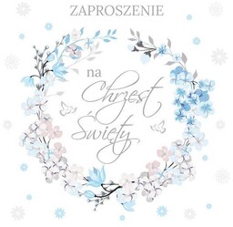 Zaproszenia na Chrzest białe, satynowe zestaw 10 szt.