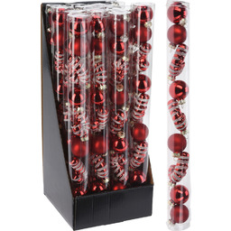 Bombki choinkowe szklane czerwone 3 cm 9 szt.