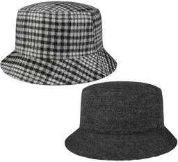 Kapelusz Dwustronny Small Checks Bucket by Lipodo, szary,