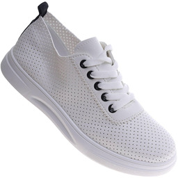 Białe ażurowe trampki damskie