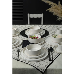 Elegancki 20-częściowy zestaw obiadowy ceramiczny, matowy biały, 100%